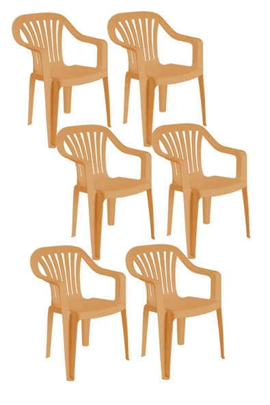 Papatya Tropik Plastik Koltuk Teak 6lı Paket - Bahçe, Balkon, Teras Sandalyesi ürün görseli 1