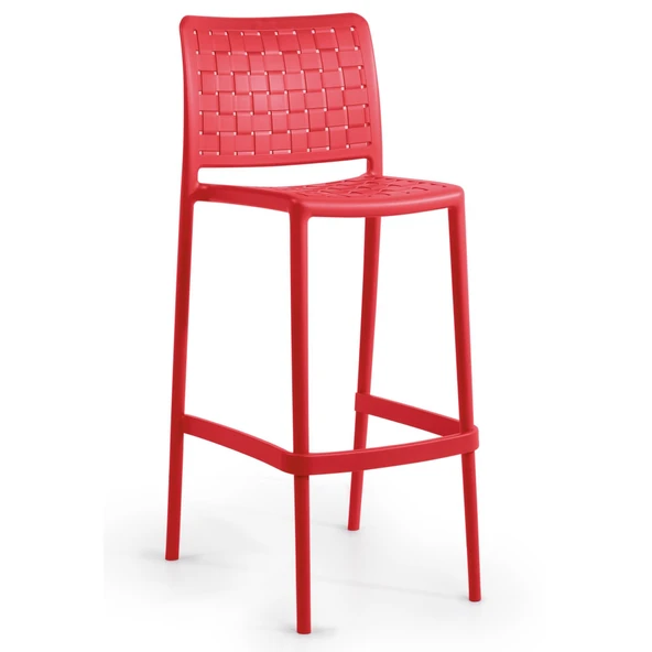 Papatya Fame Bar Sandalyesi 75 Cm Kırmızı - Kolçaksız ürün görseli 1
