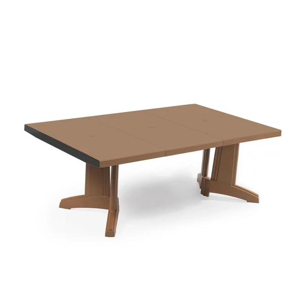 Papatya Katar Plastik Masa - Bahçe Masası 115x180cm 8 Kişilik - Teak Renk ürün görseli 1