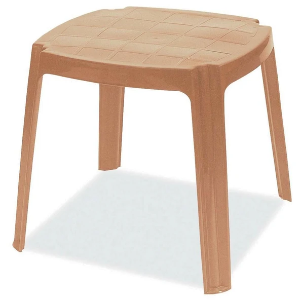 Papatya Royal Plastik Sehpa Teak 48x48x43 cm - İstiflenebilir, UV Korumalı ürün görseli 1