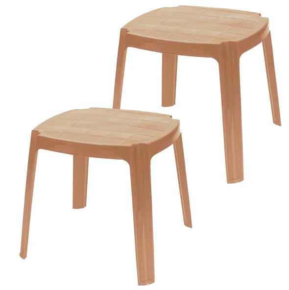 Papatya Royal Plastik Sehpa Teak 2li Paket - İstiflenebilir, UV Korumalı ürün görseli 1
