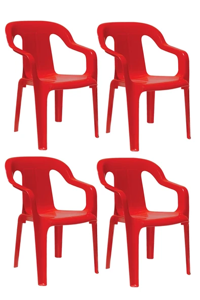 Papatya Mini Çocuk Koltuğu Kırmızı 4lü Paket - Kreş Sandalye ürün görseli 1