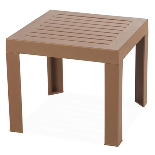 Papatya Suda Plastik Sehpa Teak 40x40x35 cm - Taşınabilir Demonte Yapı ürün görseli 1