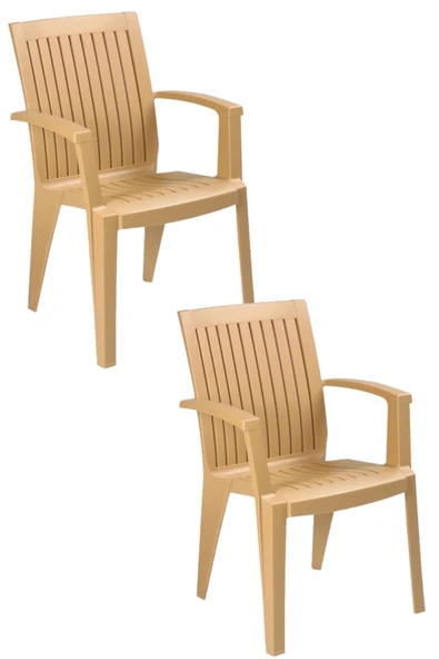 Papatya Alize Koltuk Teak 2li Paket - Plastik Bahçe Balkon Koltuğu ürün görseli 1