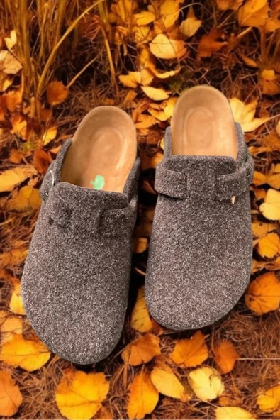 Land of Cork Sabo Kapalı Unisex Anatomik Doğal Mantar Tabanlı Naturel Keçe Yün Terlik ürün görseli 1