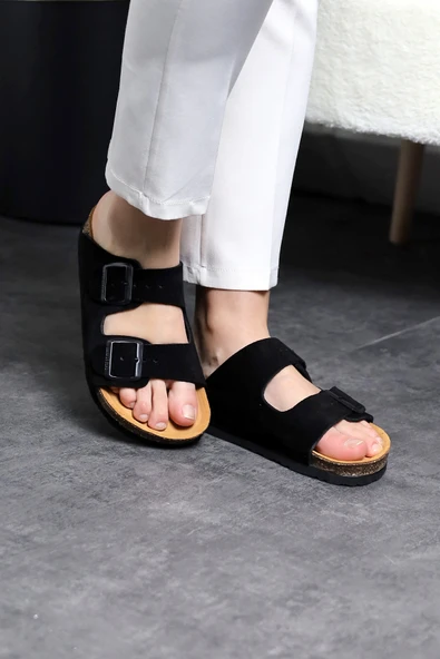Land of Cork Anatomik Unisex Mantar Tabanlı Hakiki Deri Terlik ürün görseli 1