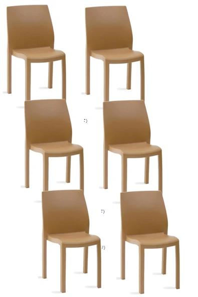 Papatya Yummy Sandalye Teak 6lı Paket - Plastik Bahçe Balkon Sandalyesi ürün görseli 1