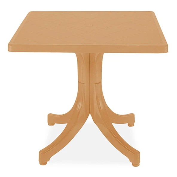 Papatya Favori Plastik Masa - 80x80 Kare Bahçe Balkon Masası -Teak ürün görseli 1