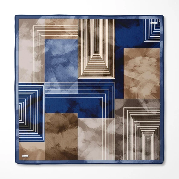 Geometrik Desen Twill İpek Eşarp-0941 ürün görseli 1