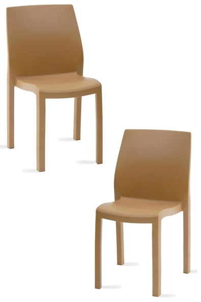 Papatya Yummy Sandalye Teak 2li Paket - Plastik Bahçe Balkon Sandalyesi ürün görseli 1