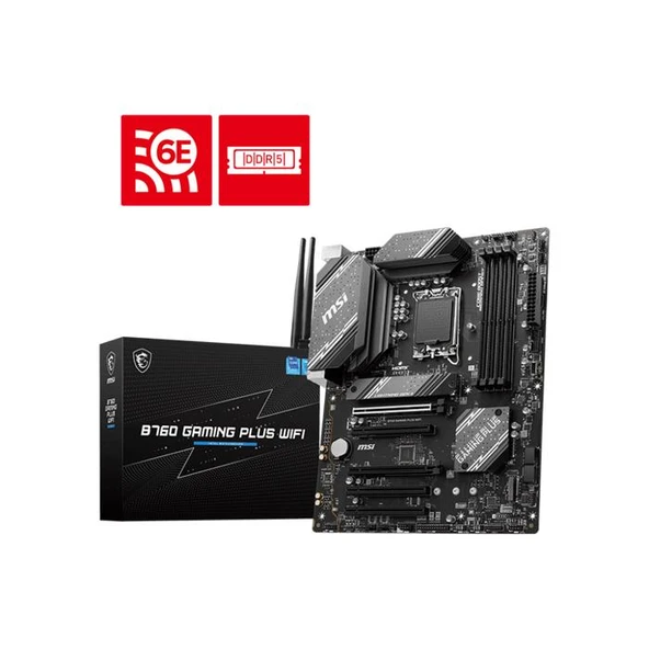 Msı B760 Gamıng Plus Wıfı D5 M.2 Hdmı Dp Lan Wifi Matx 1700P ürün görseli 1