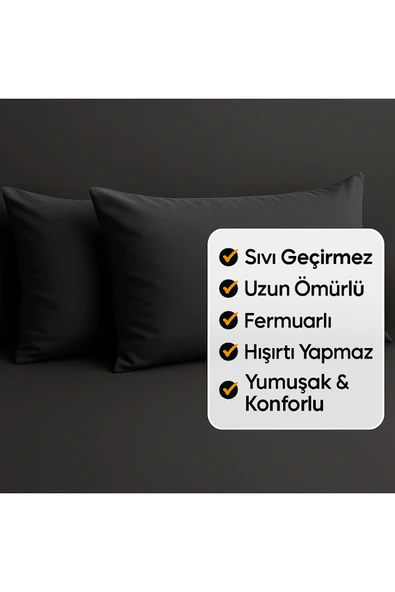 2'li Fermuarlı Sıvı Geçirmez Yastık Alezi Yastık Koruyucu ürün görseli 1