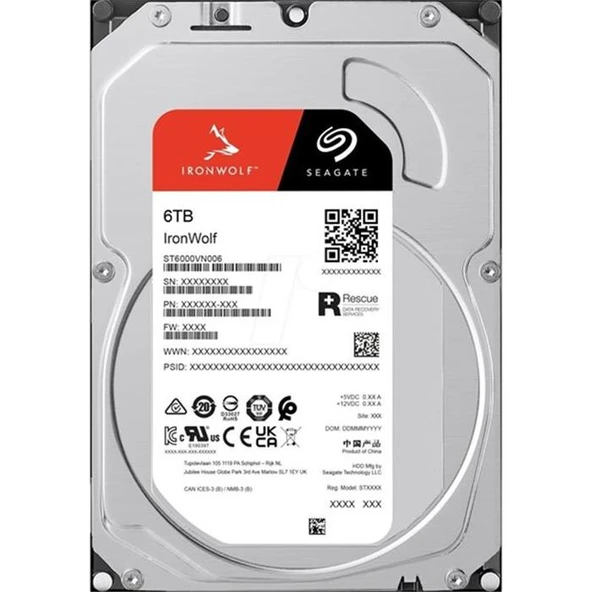 Seagate 6 Tb 3.5 Ironwolf St6000Vn006 Sata3 5400Rpm 256Mb Harddisk ürün görseli 1