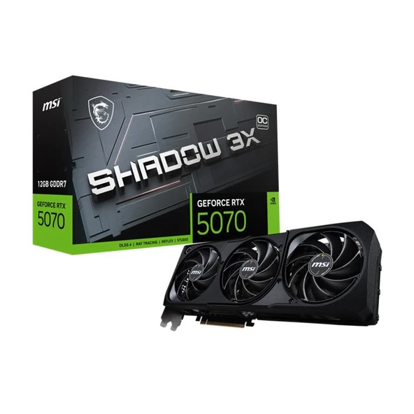 MSI RTX5070 12G SHADOW 3X OC 12GB Geforce RTX5070 GDDR7 192bit HDMI 3xDP 16x Ekran Kartı ürün görseli 1