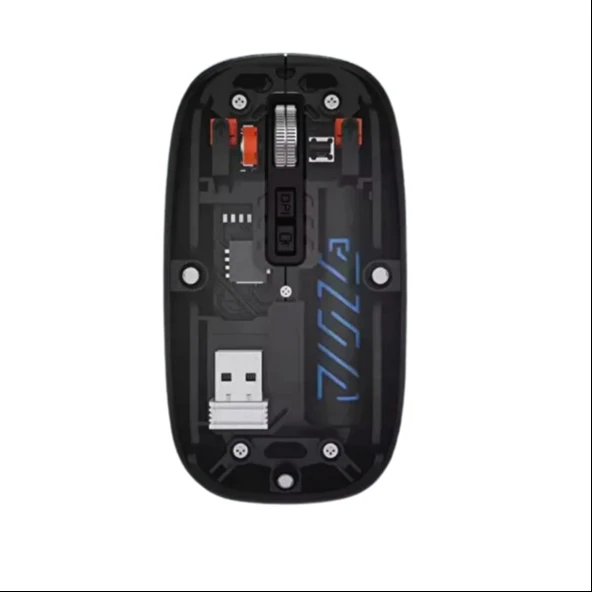 Şeffaf Tasarım Kablosuz Şarjlı Mouse (Bluetooth + USB Çift Mod) ürün görseli 1