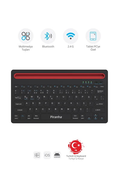 Piranha 2376 Kablosuz Bluetooth + 2.4ghz Türkçe Q Klavye ürün görseli 1
