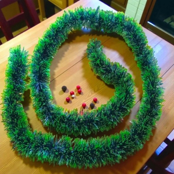 BOYUN SİMİ 2 METRE AÇIK YEŞİL YILBAŞI BOYUN SİMİ YUMUŞAK GARLAND YILBAŞI SÜSLEMELERİ ürün görseli 1
