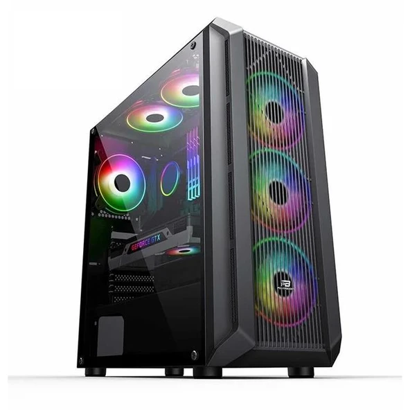 PowerBoost PB-PH016BB USB 3.0 Mesh ARGB Fanlı Gaming Siyah Kasa (PSU yok) H16 ürün görseli 1