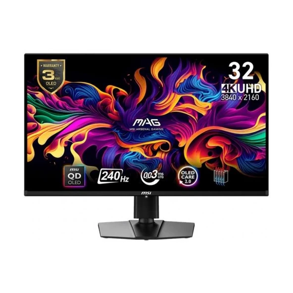 MSI 31.5 MAG 321UPX QD-OLED 3840x2160 (UHD) 16:9 FLAT 240HZ 0.03MS FREESYNC GAMING MONITOR ürün görseli 1