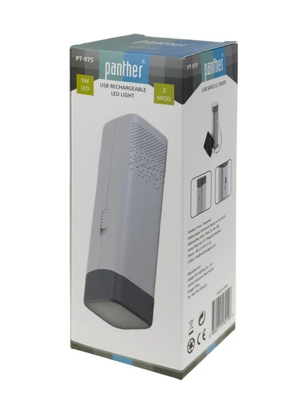 Panther Pt-975 Usb Şarjlı El Feneri Siyah ürün görseli 1