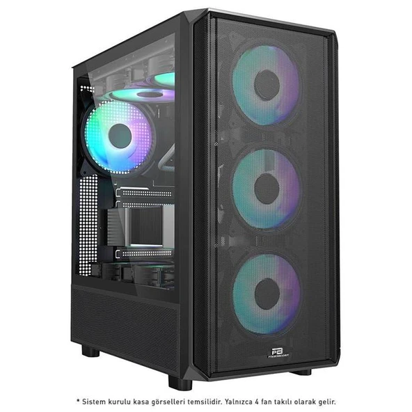 PowerBoost PB-P3602BB 850w 80+ Bronze USB 3.0 ATX Mesh ARGB fan siyah kasa 3602 ürün görseli 1
