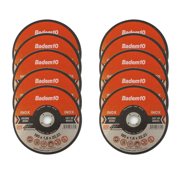 Profesyonel (10 ADET) İnox Kesici 180x1,6 mm Paslanmaz Çelik Metal Kesme Diski Endüstriyel Kalite ürün görseli 1