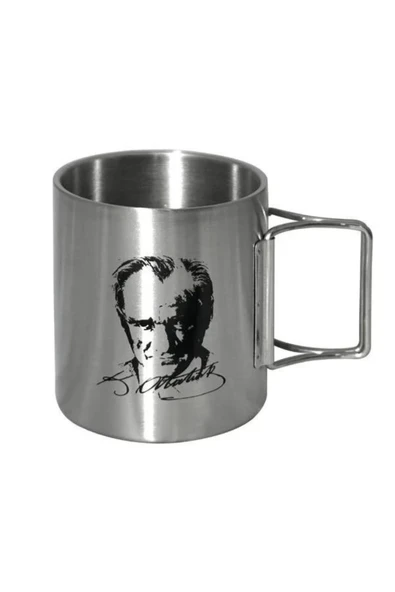 Orcamp Çelik Kupa Bardak Atatürk Silüetli Out-1800 Gri ürün görseli 1