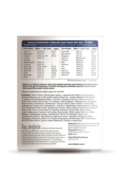 Immunace 30 Tablet Multivitamin - Resim 3
