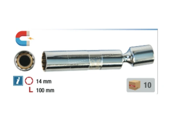 Nt Buji Lokması Mafsallı 3/8'' 14 Mm Manyetik Crv Buji Lokması ürün görseli 1