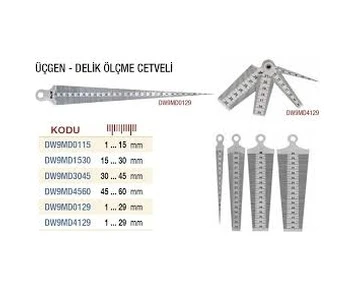 DW ÜÇGEN DELİK ÖLÇME CETVELİ 30-45 MM ürün görseli 1