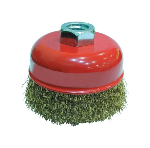 Partner PT02035 Sarı Dalgalı Telli M14 Vidalı Çanak Tel Fırça 125 MM ürün görseli 1