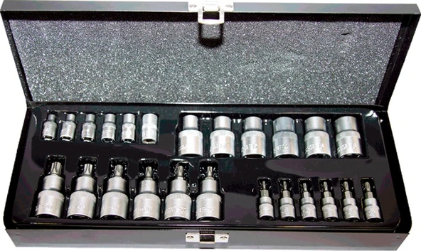NT Tools NCSET1412E 25Prç. 1/4"ve1/2"CR-V Torx ve E Tipi Torx Lokma Seti ürün görseli 1
