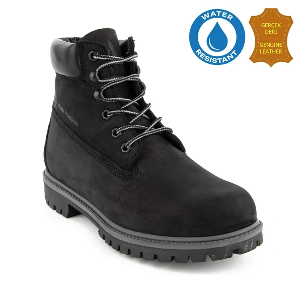 Hush Puppies Helppo 725812 Gerçek Deri, Anatomik, WaterResist Erkek Bot Siyah ürün görseli 1
