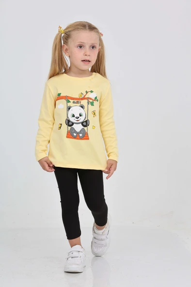 Toontoy Kız Çocuk Sallanan Panda Baskılı Sweatshirt ürün görseli 1