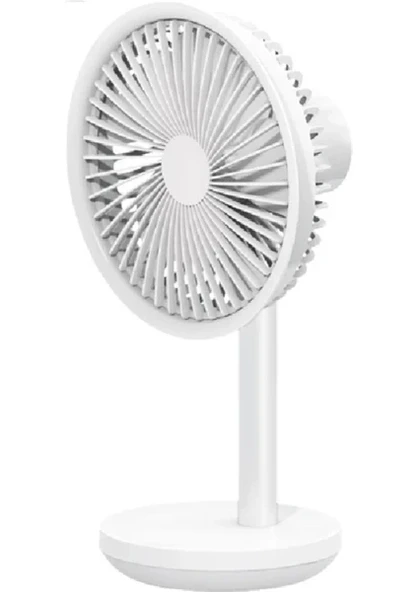 Vantilatör USB Şarj Masaüstü Şarjlı Otomatik Döner Başlıklı Vantilatör Elektrik Fan Beyaz ürün görseli 1