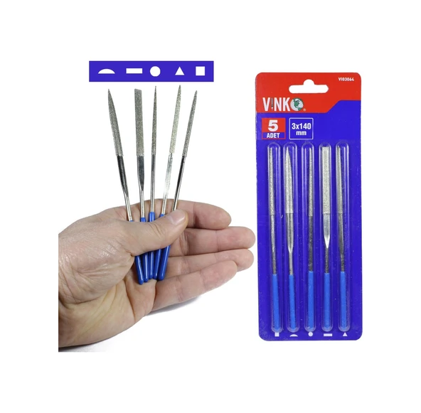Vinko Elmas Eğe Takımı Izole Saplı 5 Parça 30 X 140 Mm 03064 ürün görseli 1