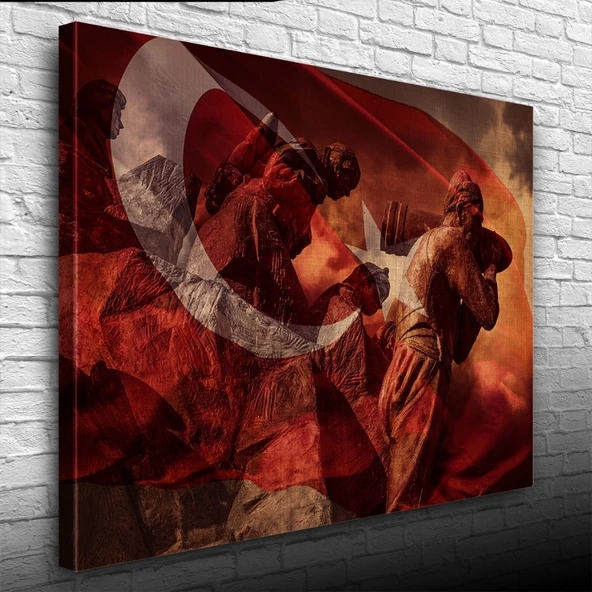 Kurtuluş Savaşı Temalı Şanlı Türk Bayrağı KANVAS Tablo 50 x 70 ürün görseli 1