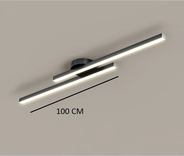LAAYSA Modern Tavan Koridor Aydınlatması Siyah Çubuk Beyaz LED Lineer Avize Armatür Ikili 100 cm Çubuk Uzunluğu Toplam Uzunluk 140 cm ürün görseli 1