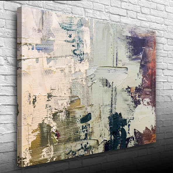 Soyut Beyaz ve Gri Tonlarda Yağlıboya Kanvas Tablo 50 x 70 ürün görseli 1