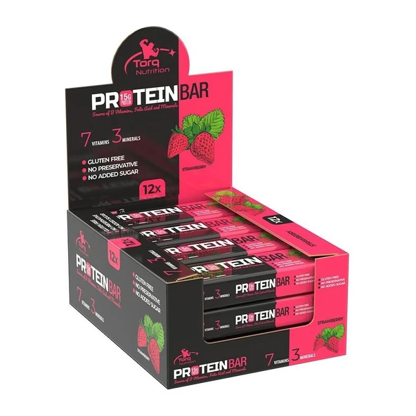 Torq Nutrition Protein Bar Çilekli 12 Adet ürün görseli 1