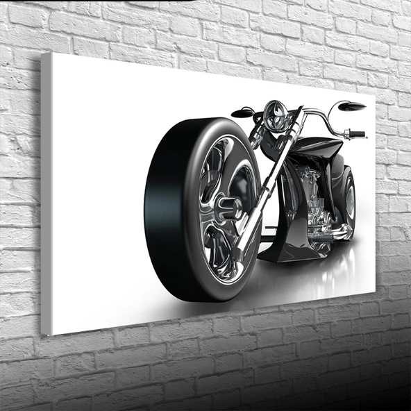 Futuristik Siyah Motosiklet Kanvas Tablo 60 x 120 ürün görseli 1