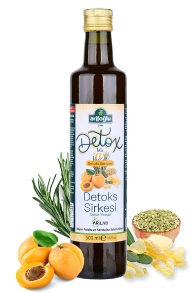 Arifoğlu Detoks Sirkesi Kayısı Pulplu ve Sandaloz Sakızlı Sirke 500ml İÇİLEBİLİR. Detox Vinegar ürün görseli 1