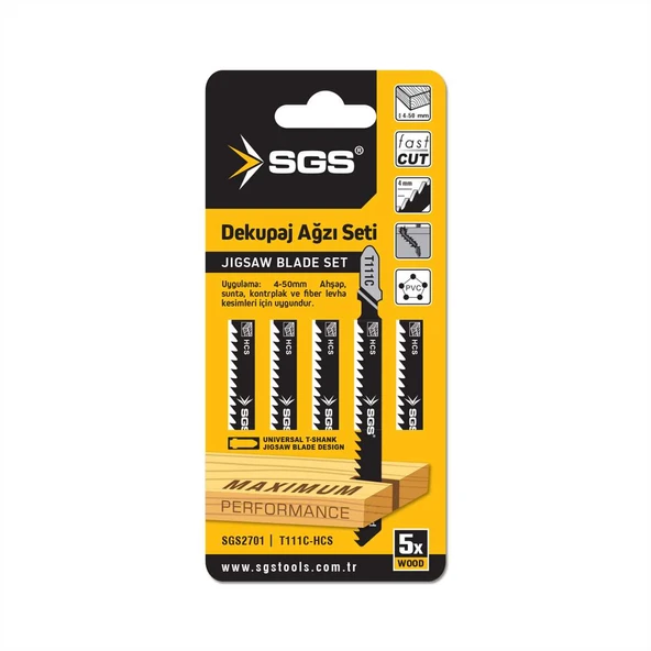 SGS DEKUPAJ AĞZI AHŞAP T111C 5 li Set SGS2701 ürün görseli 1
