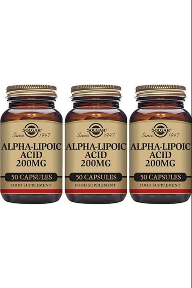 Solgar Alpha Lipoic Acid 200 mg 50 Kapsül 3 Adet ürün görseli 1