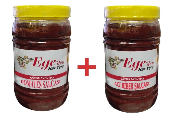 Domates Salçası 1 kg + Acı Biber Salçası 1 kg.-İki Lezzet Bir Arada ürün görseli 1