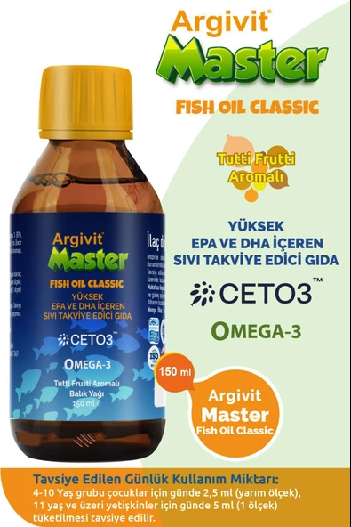 Argivit Master Fish Oil-Balık Yağı 150ml ürün görseli 1