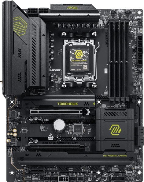 MSI MB MAG B850 TOMAHAWK WIFI AM5 DDR5 8200MHZOC HDMI 3x M.2 USB 20Gbs 5G LAN WI-FI 7 ATX ürün görseli 1