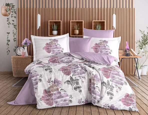 Hobby Çift Kişilik Poplin Nevresim Sara Mor ürün görseli 1