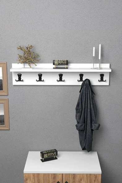 Askılık Duvar Elbise Askılığı Portmanto 80 Cm Beyaz Düz ürün görseli 1