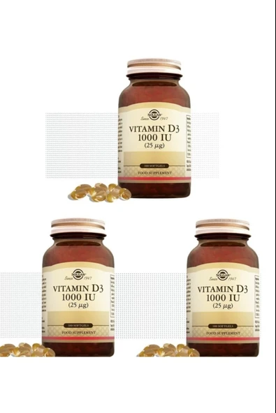 Solgar Vitamin D3 1000 ıu 100 Kapsül 3 Adet ürün görseli 1